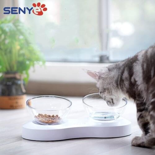 20°Adjustable Cat Double Bowl Comfortable Eating And Protecting Cervical Spine Improved Eating Posture Specially Designed Cats