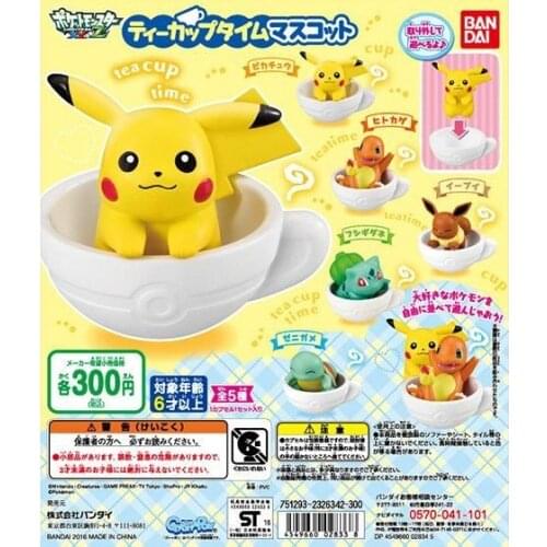 Bandai Genuine Gacha Toys Pokemon Cup Series Pikachu Charmander Bulbasaur Squirtle Eevee Cute Action Figure Toys
