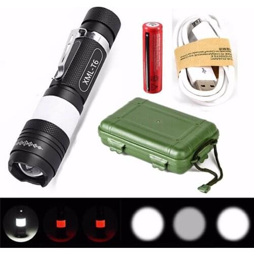 USB Charge Rotating Zoom 3 Modes 12000lm XML T6 LED Zoom Flashlight 18650 Torch Cycling Lights USB Rechargeable Lamp Light #25