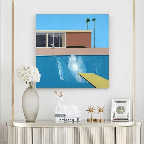 Holover David Hockney"A Bigger Splash,1967"Canvas Oil Painting Western Art Decor Poster Wall Aesthetic Home Room Decoration