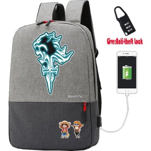 Game Final Fantasy printing backpack men Laptop Rucksack Anti-theft USB Charging Travel Bagpack student book School Bags