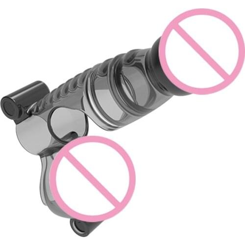 Masturbation Tools Vibrating Penis Cover TPE Portable with Touching Movement and 6 Button Batteries Adult Toys TK-ing