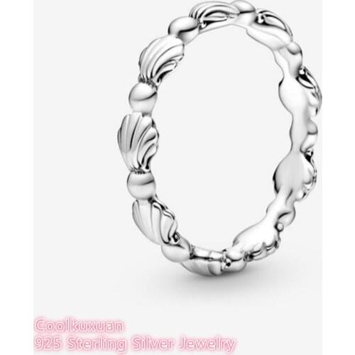 100% 925 Sterling Silver Beaded Seashell Band Ring For Women Wedding Gift Original Jewelry Accessories