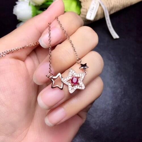 Natural ruby necklace, 925 silver fashion cartoon design, fashion style, ladies jewelry luxury