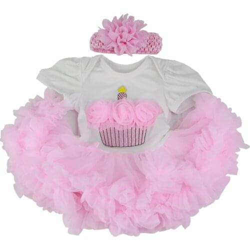 New Design 22-23 Inch Doll Two-Piece Dress Suit Handmade Pink Cradle Girls Clothes With Handband Kids Birthday Xmas Gift