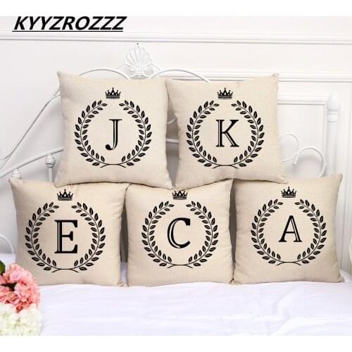 KYYZROZZZ A-Z English Letters Pillow Cover Home Decor Cushion Cover Linen Cotton Throw Pillows Pillowcase