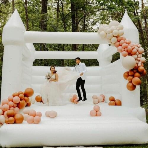 2021 Best Selling Inflatable White Bounce House Pink Bouncer Wedding Party Bouncy Castle Decor Canopy