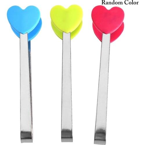 Mini Food Tong Salad Biscuit Serving BBQ Tongs Stainless Steel Creative Heart Shape Kitchen Cooking Tools Silicone Food Clip