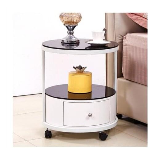 Fashionable round bedside table, simple modern European style, side table, corner table, storage cabinet, coffee table