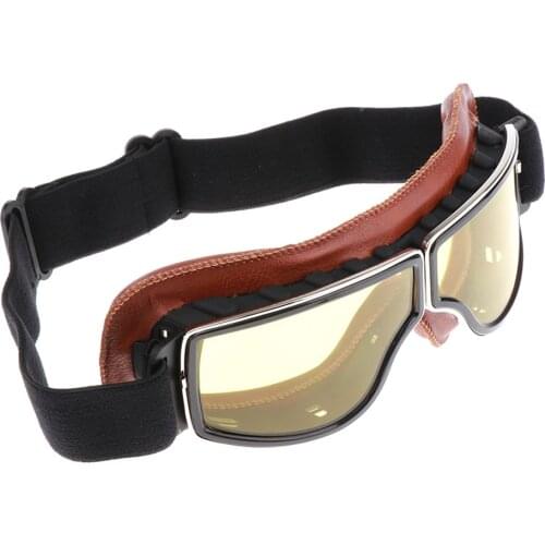 Motorcycle Goggles, Anti-UV Adjustable Motocross Scooter Goggle Windproof Glasses for Adult, Men and Women - (Yellow Lens)