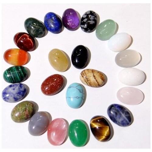 Natural Stone tiger eye lapis Quartz Crystal Top Quality Oval Round Cabochon for diy Jewelry making necklace Accessories 50pc A1