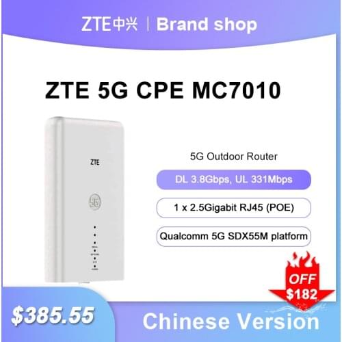 Original ZTE Outdoor Router MC7010 5G Sub6+4G LTE 5G NR NSA+SA Qualcomm 5G SDX55M platform n1/3/7/8/20/28/38/41/77/78/79