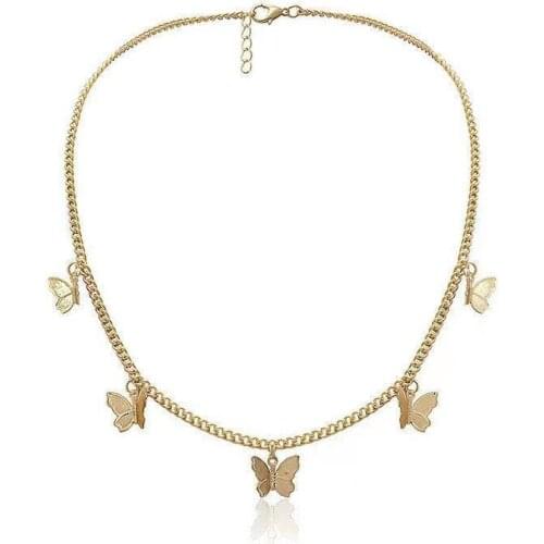 Alloy Gold Butterfly Necklace For Women Fashion New Beautiful Accessories