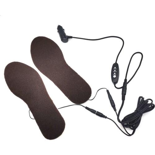 Cigarette Lighter plug Heated Insoles Foot Pad 12V Warmer Winter Size Adjustable