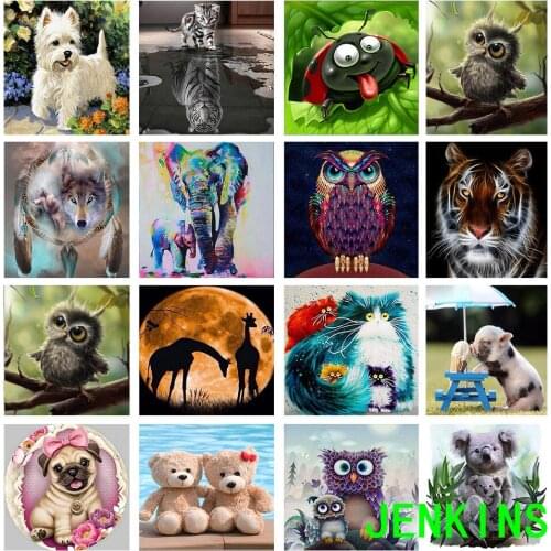 Full Round Drill Diamond Painting Kit Set Cute Animal Diamond Embroidery Mosaic Cross Stitch Home Decoration Gift Pig And Dog