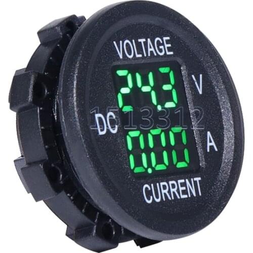 Waterproof LED Digital Voltmeter Ammeter Auto Round Voltmeter Voltage Current Meter Tester Gauge for Car Boat Motorcycle