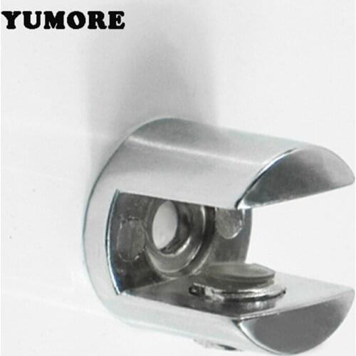 YUMORE 4Pcs Round Shelves Support Brackets Clamps Clips For 6-12mm Glass Wooden Acrylic Free Shipping