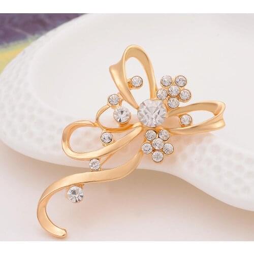 ZOSHI Women Luxury Brooch Pins Fashion Gold Color Flower Brooch Shawl Scarves Scarf Buckle Clips Wholesale Jewelry