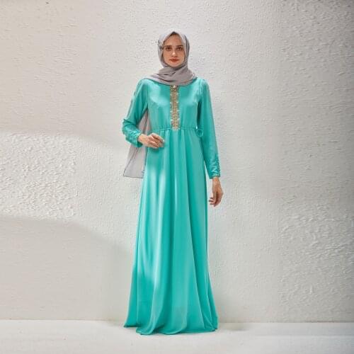 Abaya Dubai Fashion Islam Muslim Dress Kaftan Beading Caftan Dresses Women Djellaba Robe Longue Vetement Musulmane Femme Wy115