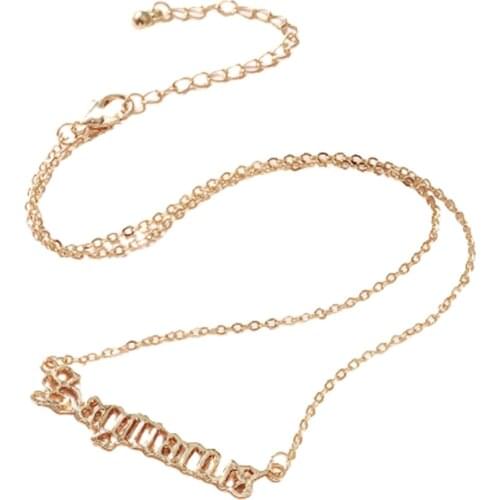 Women Charm necklace Golden Constellation Sagittarius English Letter Necklace Pendant Jewelry Simple Fashion Sweater Chain Gift
