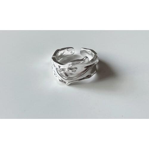 925 Sterling Silver Texture Wrinkle Opening Ring Gifts For Women Designer Personalized 2021 Trend Accessories Fashion Jewelry