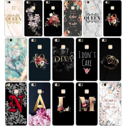 104AA Letter Flowers Soft TPU Case Cover For Huawei P8 P9 Lite 2017 Mate 10 20 Lite