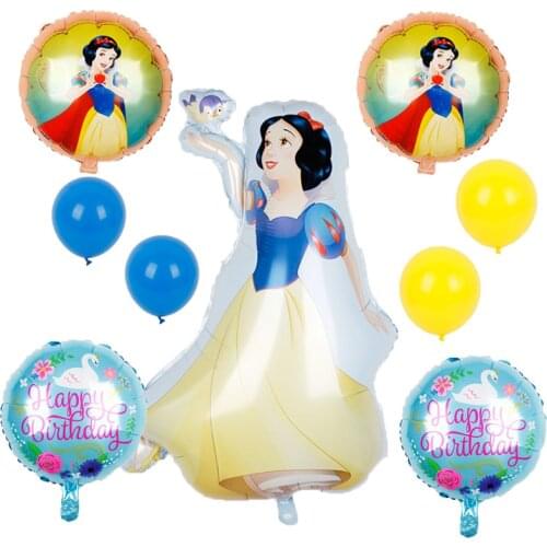 1set Belle Aurora Cinderella Snow White Sofia Princess Foil Balloon Polka Dot Latex Balloon Girl Birthday Party Decoration