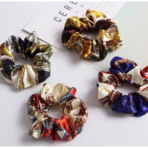 Hot Sale 1pc Floral Printed Creative fashion lady hair ring Scrunchie Elastic Hair Band Hair Ties Rope Hair Accessories