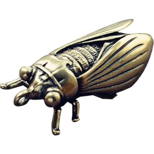 3D Cicada Casting Animal Mini Figurine Retro Style Metal Sculpture Home Office Room Desktop Decoration Collect Ornaments Gift