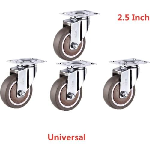 4 Pcs/Lot 2.5 Inch Universal Caster Rubber Mute Light Furniture Medical Shelf Ventilator Wheel