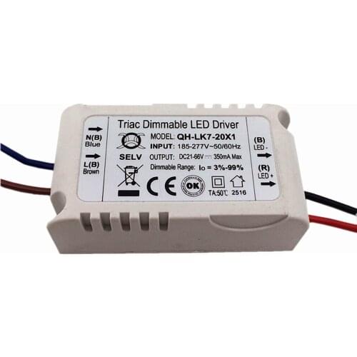 5 Pcs Isolation 20W AC185-277V Dimmable LED Driver 7-20x1W 300mA 3%-99% DC21-66V ConstantCurrent For Ceiling Lamp