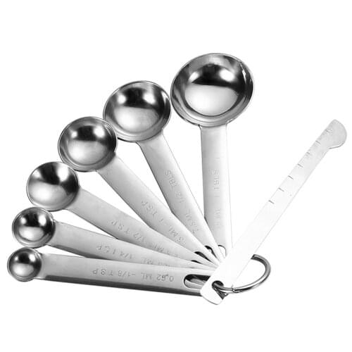 7PCS Measuring Spoon Set Multipurpose Stainless Steel Measuring Spoon Coffee Powder Spice Measure Scoop Kitchen Baking Tools