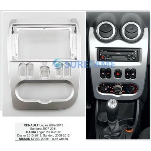 9 inch Car Fascia Radio Panel for RENAULT Logan 2009-2013; Sandero 2007-2011 Dash Kit Install Facia Console Bezel Adapter Plate