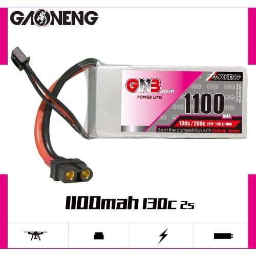 Gaoneng GNB 1100mAh 7.4V 2S1P 130C/260C Lipo Battery With XT30 XT60 Plug For RC Helicopter Quadcopter FPV Racing Drone parts