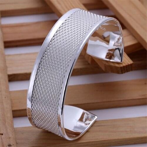 B048 Fashion Silver Color Charm Bangle Cuff Bracelet Bangles For Women Jewelry Gift Bangles Finished Weaved Bracelets /akmajbta