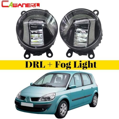 Cawanerl For Renault Scenic 2003-2015 2 Pieces Car Styling LED Fog Light Bulb Daytime Running Lamp DRL White 12V High Bright