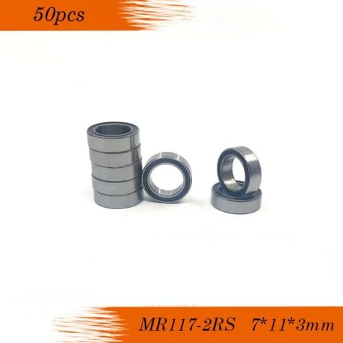 50 pcs black rubber seal double rubber sealing cover miniature deep groove ball bearing MR117-2RS 7*11*3 mm