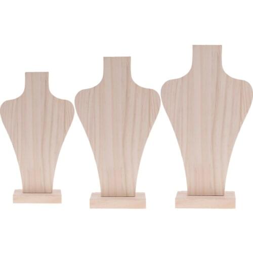 Wooden Jewelry Display Mannequin Bust for Necklace Pendant Chain Organizer