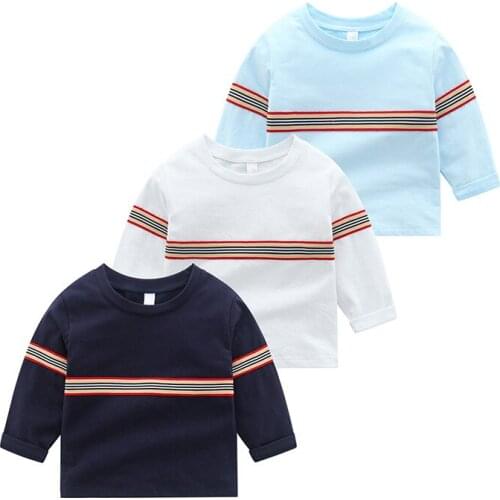 Kids Cotton Long Sleeve T-shirts Tops Boys Girls Clothes Fashion Stripe Tees 2-7 Years Children Sweatshirts