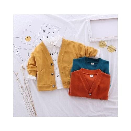 Explosion models baby knitted cardigan boys and girls baby shirt jeans three-piece autumn leisure comfortable childrens suit