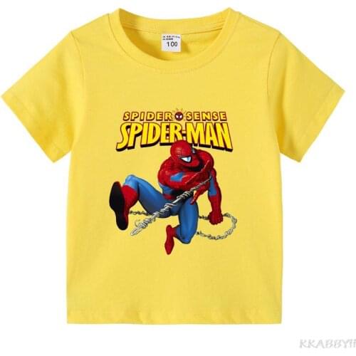Disney Spiderman T Shirt Summer Cartoon Print Baby Boy Tops Tees Kids Toddler Girls T-Shirt Casual Childrens clothes