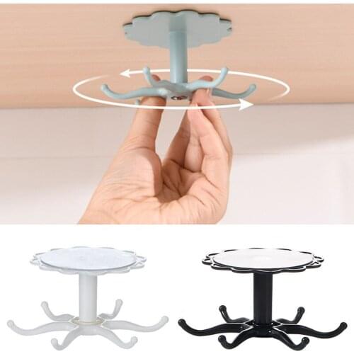 Kitchen Rotating Storage Rack Wall Organizer Hook Kitchenware Spoon Holder Punch-free Cabinet Multi-Purpose Storage Hook Shelf