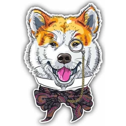 Hot Sell Personality Wear Glasses Akita Inu Dog Car Stickers Accessories Motorcycle Sunscreen Waterproof PVC 15cm*10cm