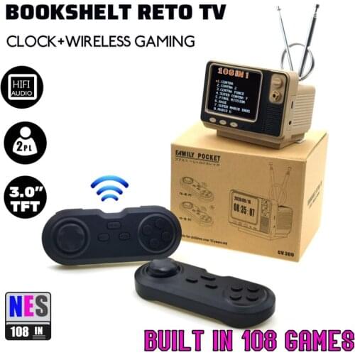 Mini Retro TV Game Console Handheld Video Game Console Digital Watch Built-in 108 Different Games For NES AV Out GV300