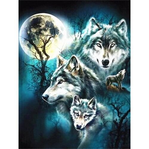 Diamond Painting Kits Full Round With AB Drill Wolf Picture Of Rhinestone Diamond Embroidery Sale Animal Mosaic Home Decor Gift
