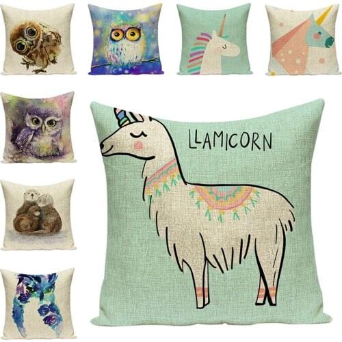Cushion Cover Pillow Cover Animal Print Cartoon Unicorn Decorative Pillowcase for Sofa Seate Car Accessories Home Decor Gifts