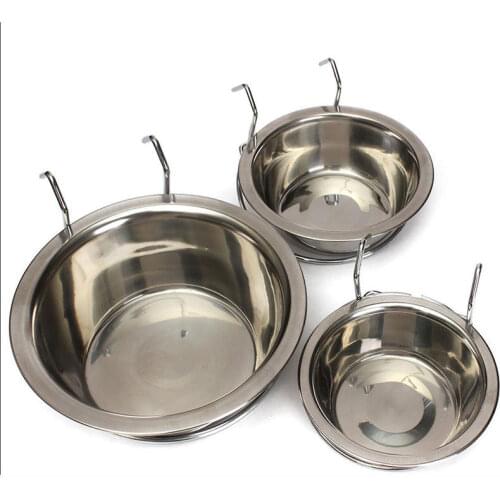 New Pet Dog Cat Bowl Can Hang Stationary Dog Cage Bowl Stainless Steel Hanging Bowl Three Dimension Stationary Dog Bowl
