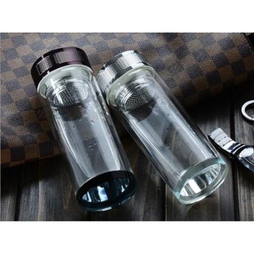 New Style Office Glass Cup High Quality Double Wall Glass Drinking Bottle