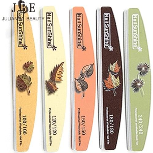 3/6/10Pc Leaf Pattern Nail Files Buffer For Nail Care 100/150/180/240 Limas Tool Supplies Professional Strong Thick Sanding File