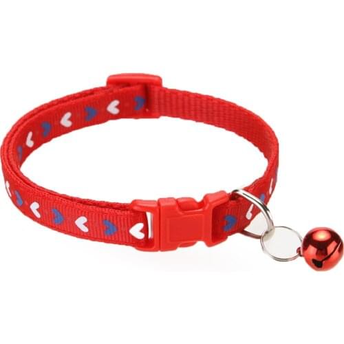 Adjustable Cat Collar Necklace Buckle Neck Strap Belt For Kitten With Bell Pet Colorful Love Pattern Printing Accessories